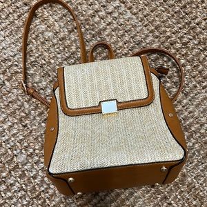 Tan hemp backpack purse